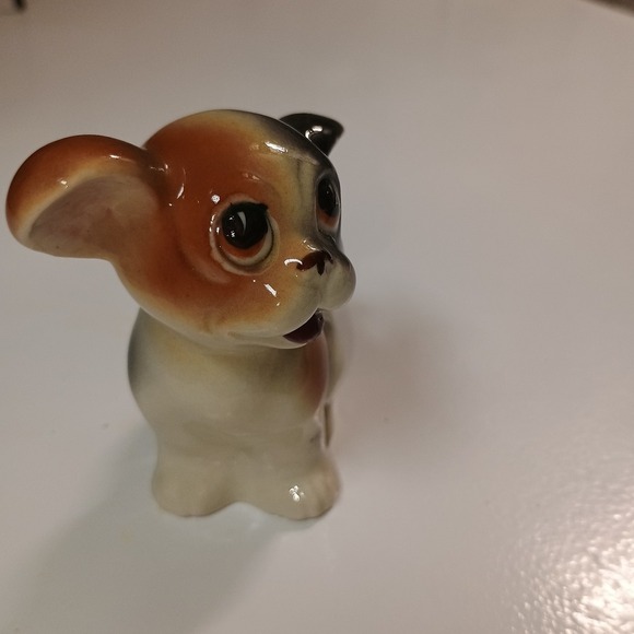Small Dog Figurine Ceramic Brown Black Cute Puppy Japan - Picture 3 of 5